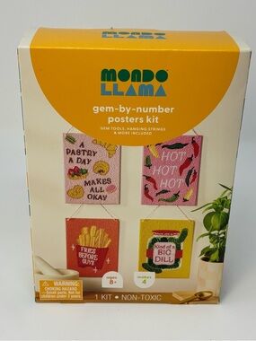 Mondo Llama Gem By Numbers Poster Kit Kids Crafts Makes 4 Bedazzle Art